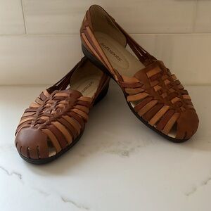 Comfortiva Brown Woven Leather Flats